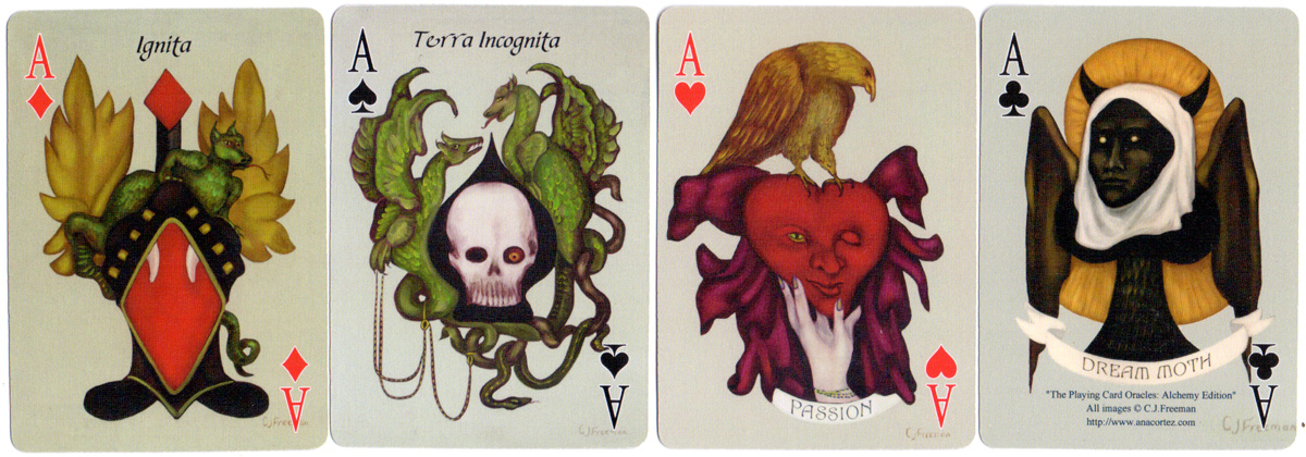 The 4 Aces” from the Playing Card Oracles, Alchemy Edition