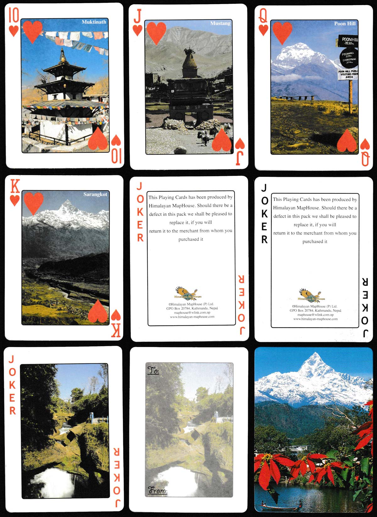 Annapurna playing cards produced and published by Himalayan MapHouse, Kathmandu, Nepal