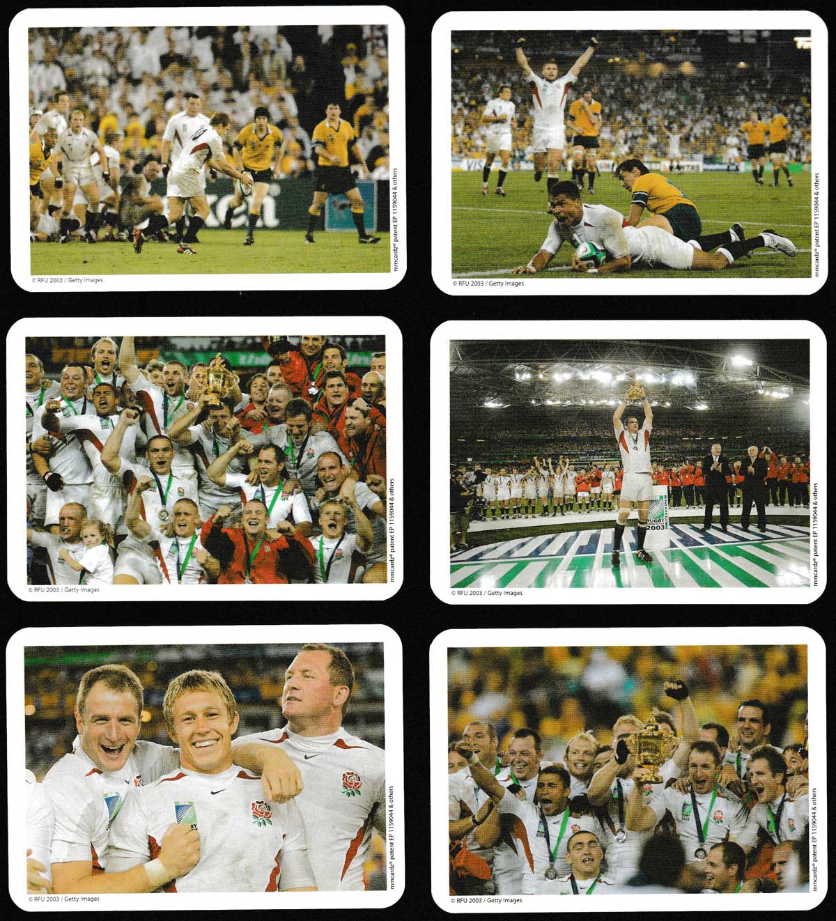 Pack celebrating the rugby world champions of 2003. Produced by Mmcardz