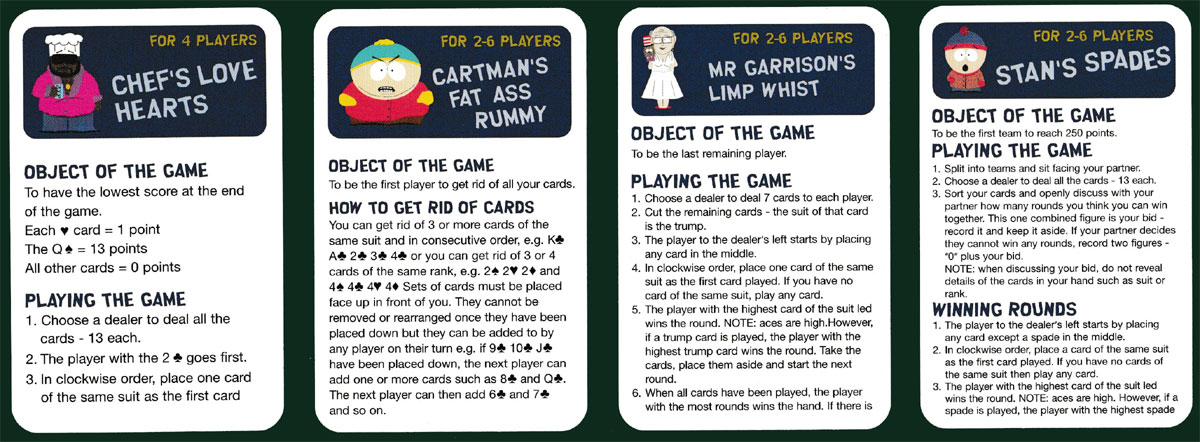 South Park playing cards by Carta Mundi for Hasbro Int. Inc., 2001