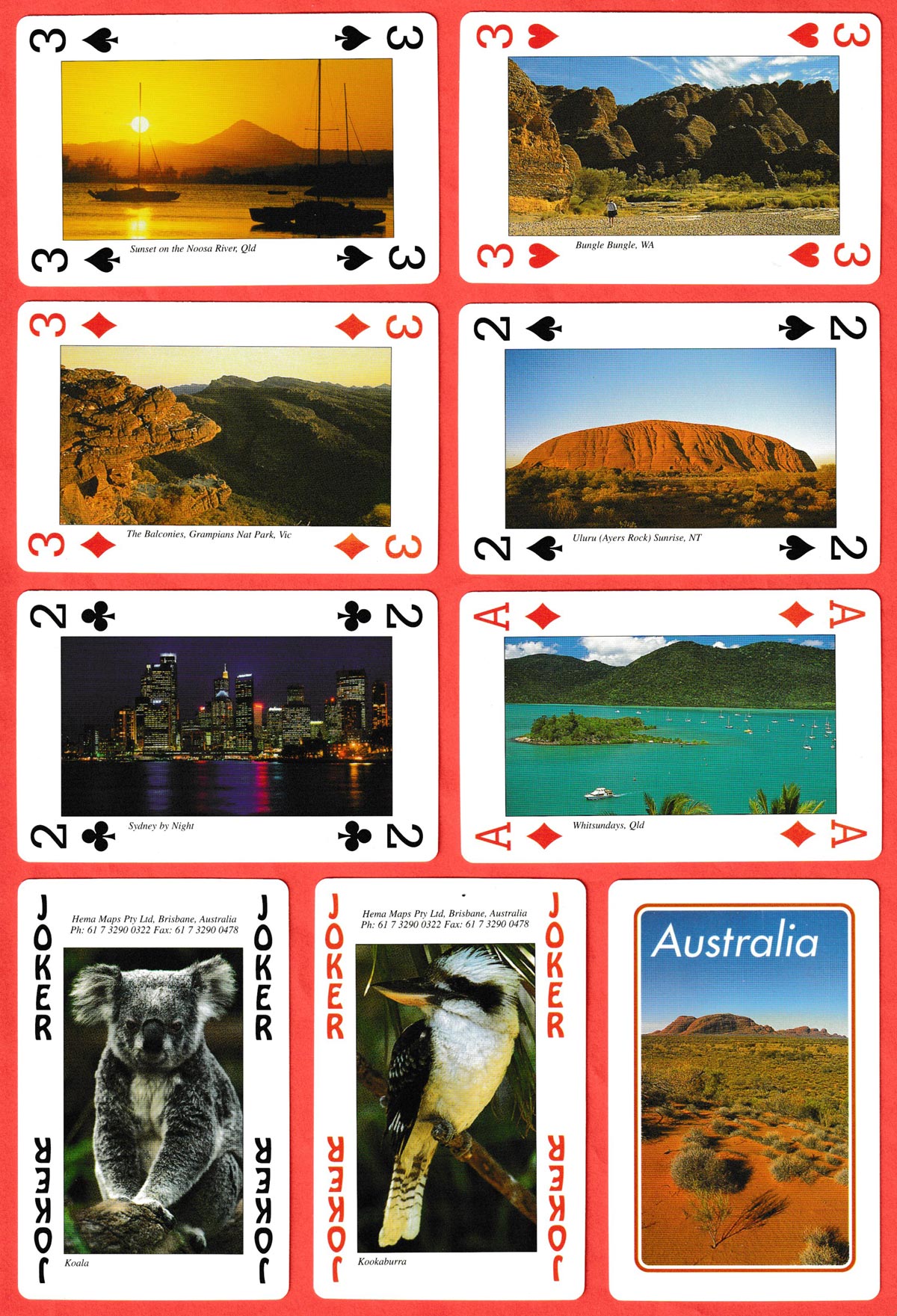 Scenic Views of Australia playing cards published by Hema Maps Pty Ltd, Brisbane, Australia, c2002