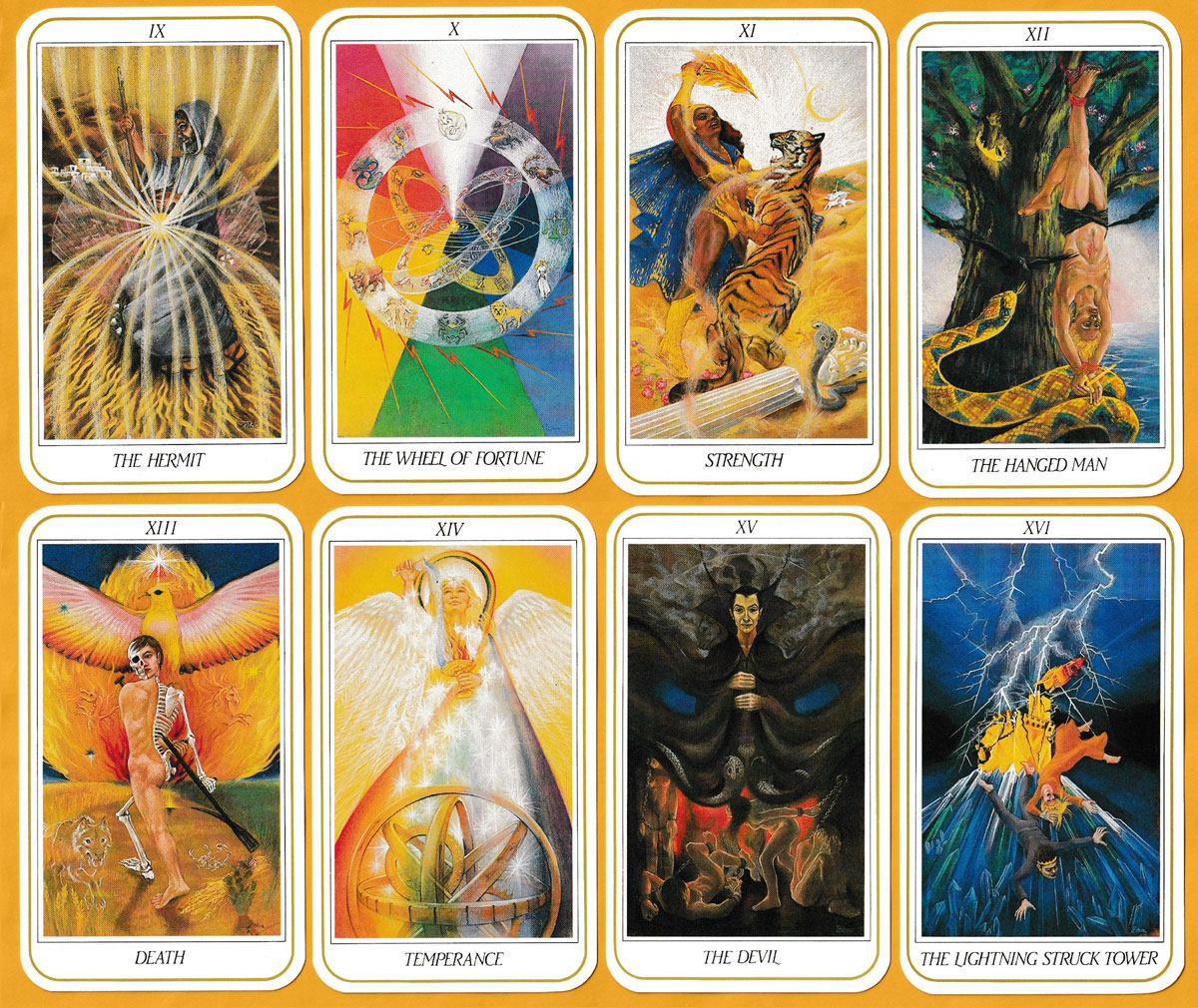 The Millenium Tarot: Tarot of the Four Worlds, designed by Mary Susan Chamberlain, with artwork by Ziba Vilmanis-Westenberg, printed by Sharples Printers, Australia, 1984