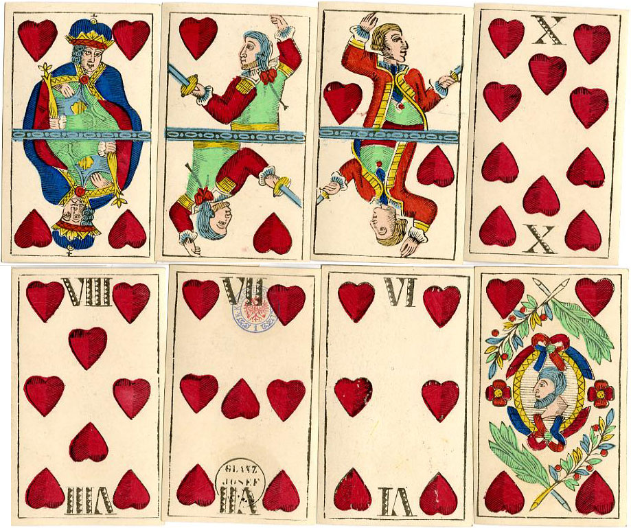 Double-ended, German-suited 36-card pack produced by Josef Glanz, printed by J. Wolf. © The Trustees of the British Museum