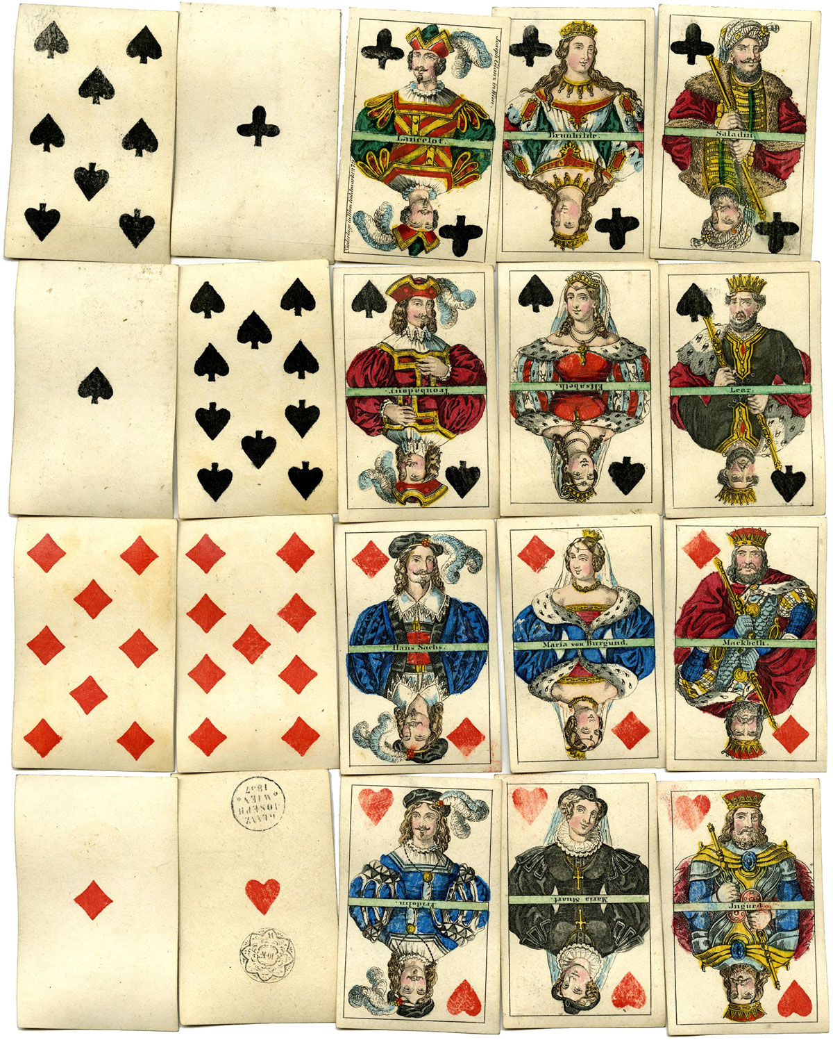 Historical Theatrical playing cards manufactured by Joseph Glanz, Vienna, c.1857. © The Trustees of the British Museum