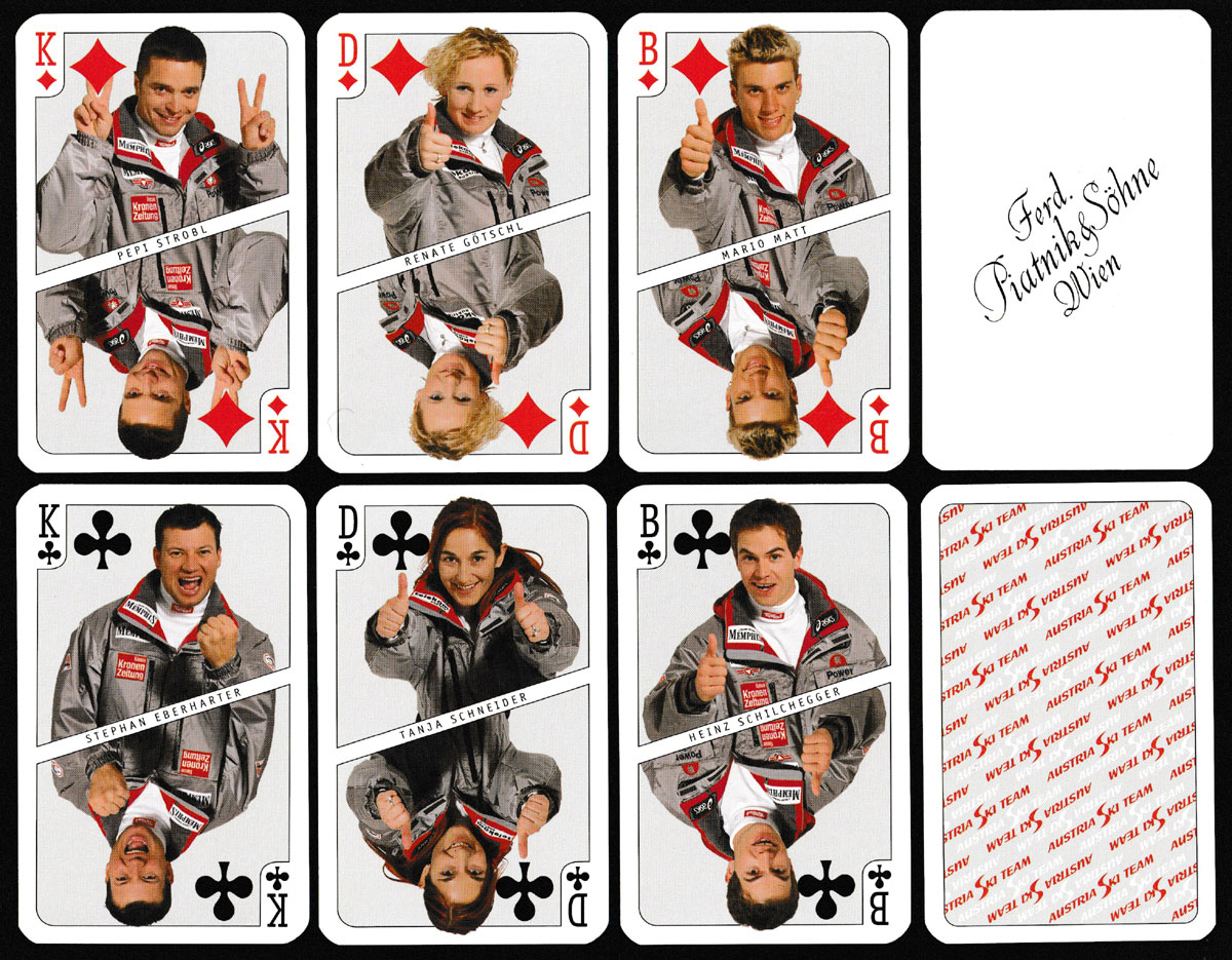 Austrian Ski Team French-suited playing cards produced by Piatnik, c.2000