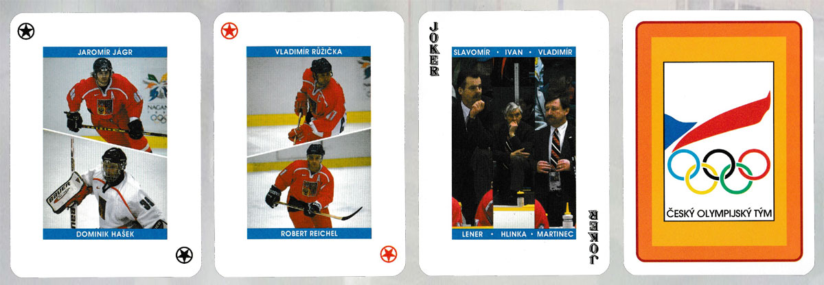 ‘Golden Boys’ playing cards featuring photography by Jiří Koliš of players from the 1998 Czech Olympic ice hockey team, printed by Piatnik, Vienna, Austria, c1998