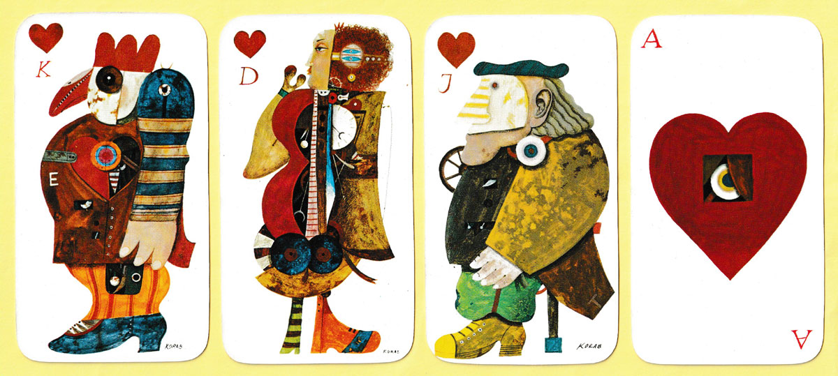  playing cards designed by Karl Korab, published by Molden Edition Graphische Kunst, Vienna, Austria, 1973