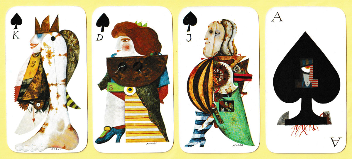  playing cards designed by Karl Korab, published by Molden Edition Graphische Kunst, Vienna, Austria, 1973