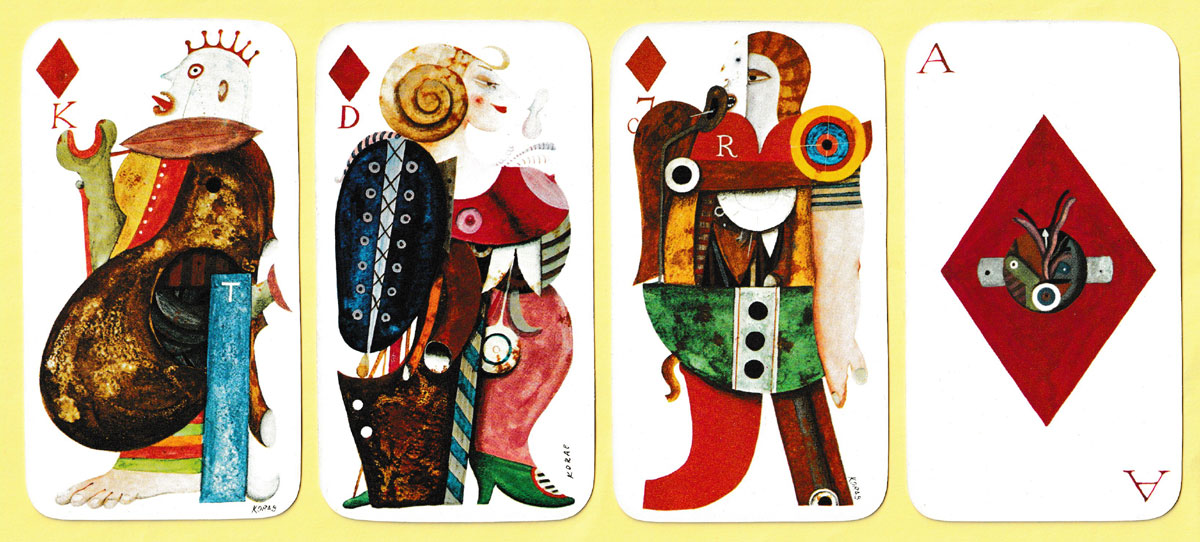  playing cards designed by Karl Korab, published by Molden Edition Graphische Kunst, Vienna, Austria, 1973