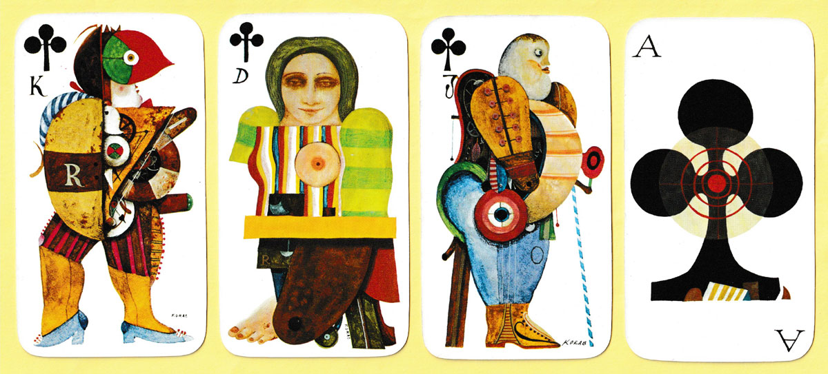  playing cards designed by Karl Korab, published by Molden Edition Graphische Kunst, Vienna, Austria, 1973