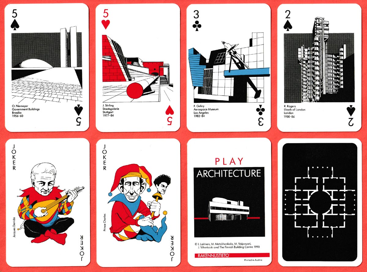 Play Archite3cture playing cards published by The Finnish Building Centre, Finland, 1990