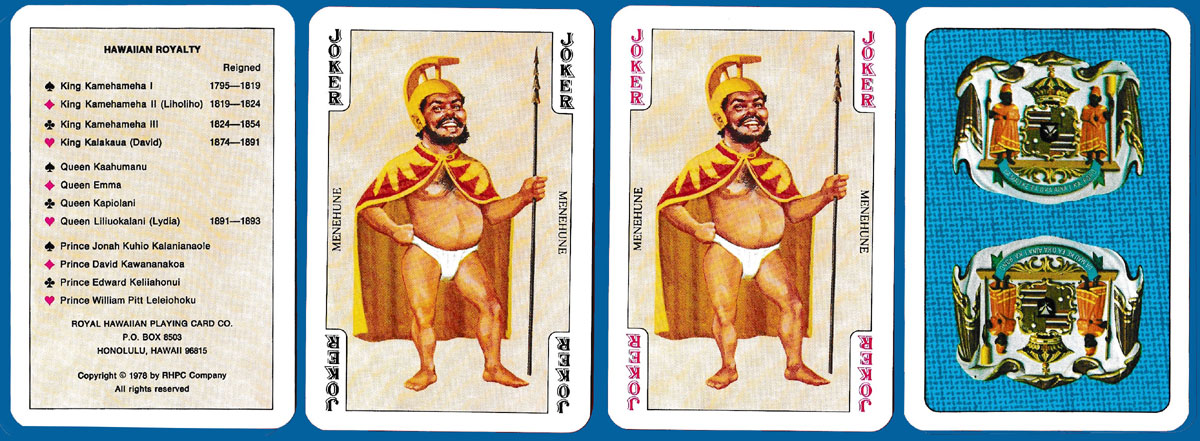 Royal Hawaiian playing cards published by the Royal Hawaiian Playing Card Company, Honolulu, in 1978