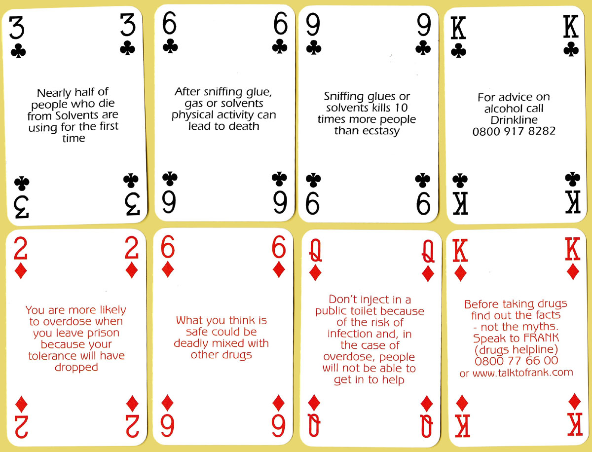 “Don’t come back” playing cards produced by Hounslow NHS Primary Care Trust and Feltham Young Offender’s Institution, United Kingdom