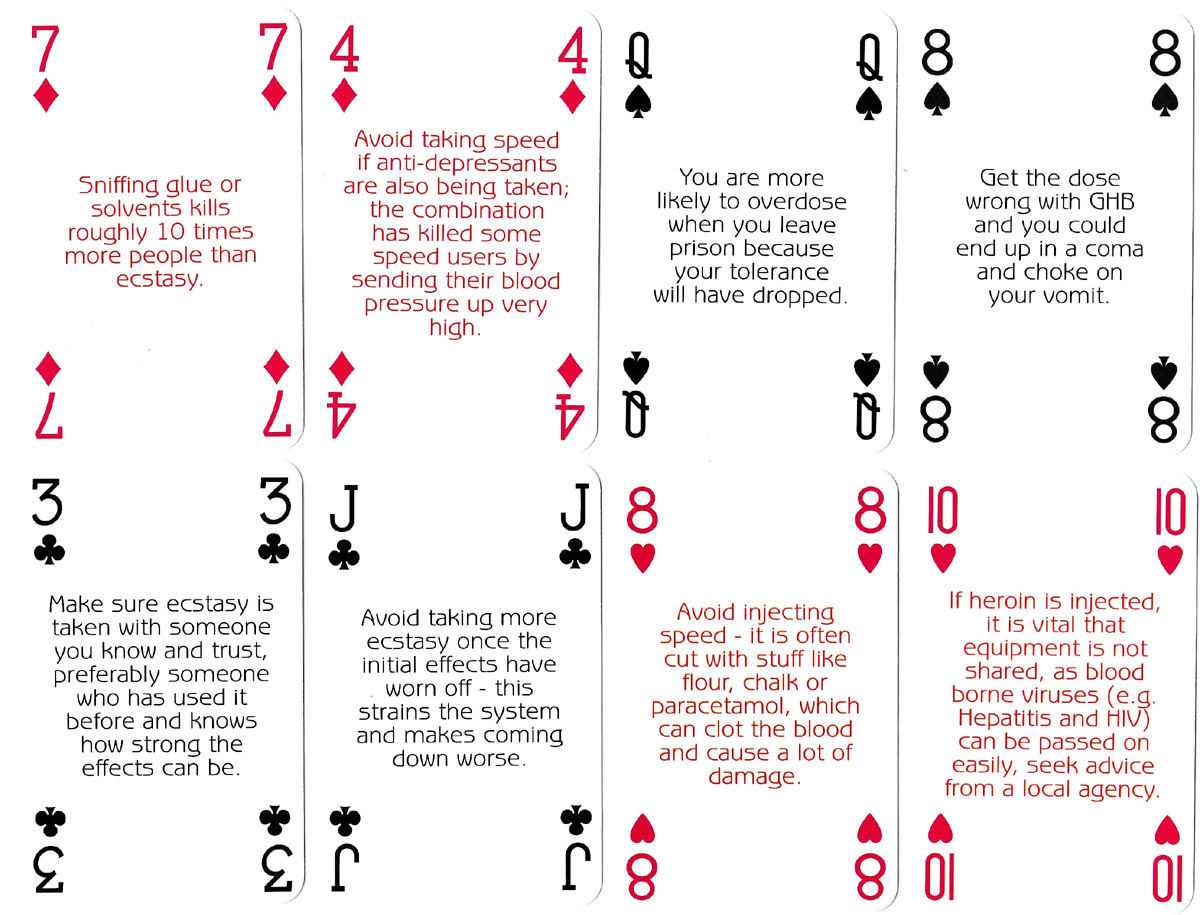 “Think smoking heroin is safe?” playing cards produced by the Hounslow Drug and Alcohol Action Team