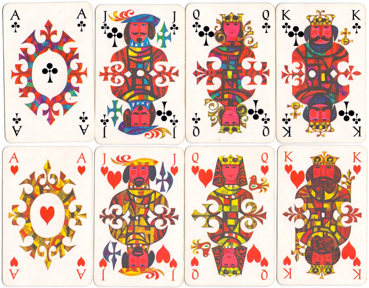 Playing cards designed by Max Velthuijs for KLM airlines first published c.1960