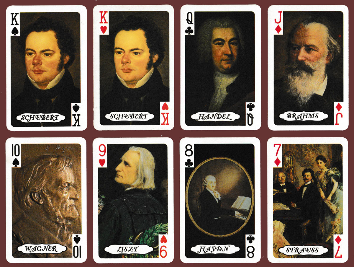 Music playing cards published by Ivory Tower Publishing Co., Inc., Watertown, MA, USA, 1994