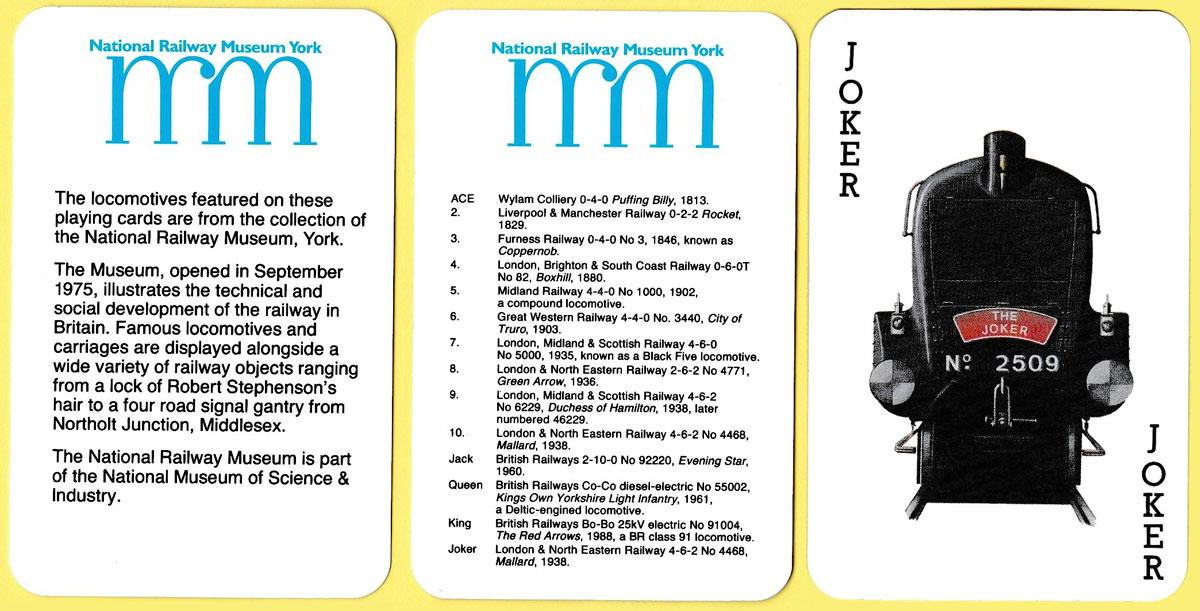 National Railway Museum playing cards produced by Carta Mundi, 1993