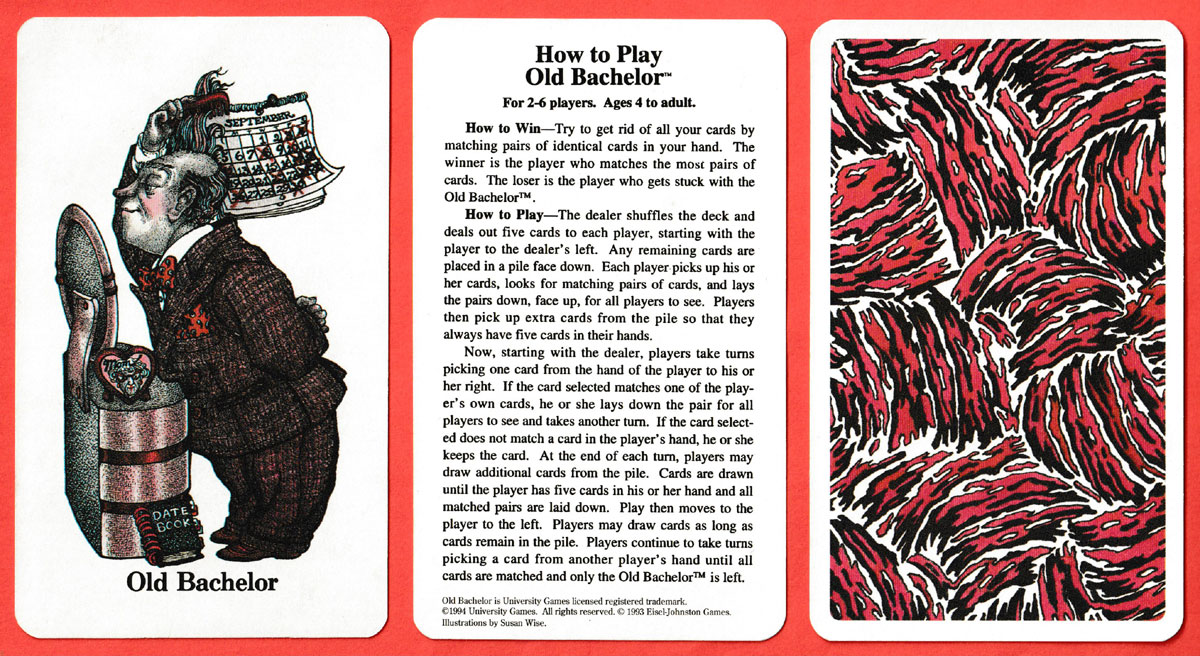 Old Bachelor™ card game made by Carta Mundi, Turnhout, Belgium, for University Games, San Francisco, CA, USA, 1994