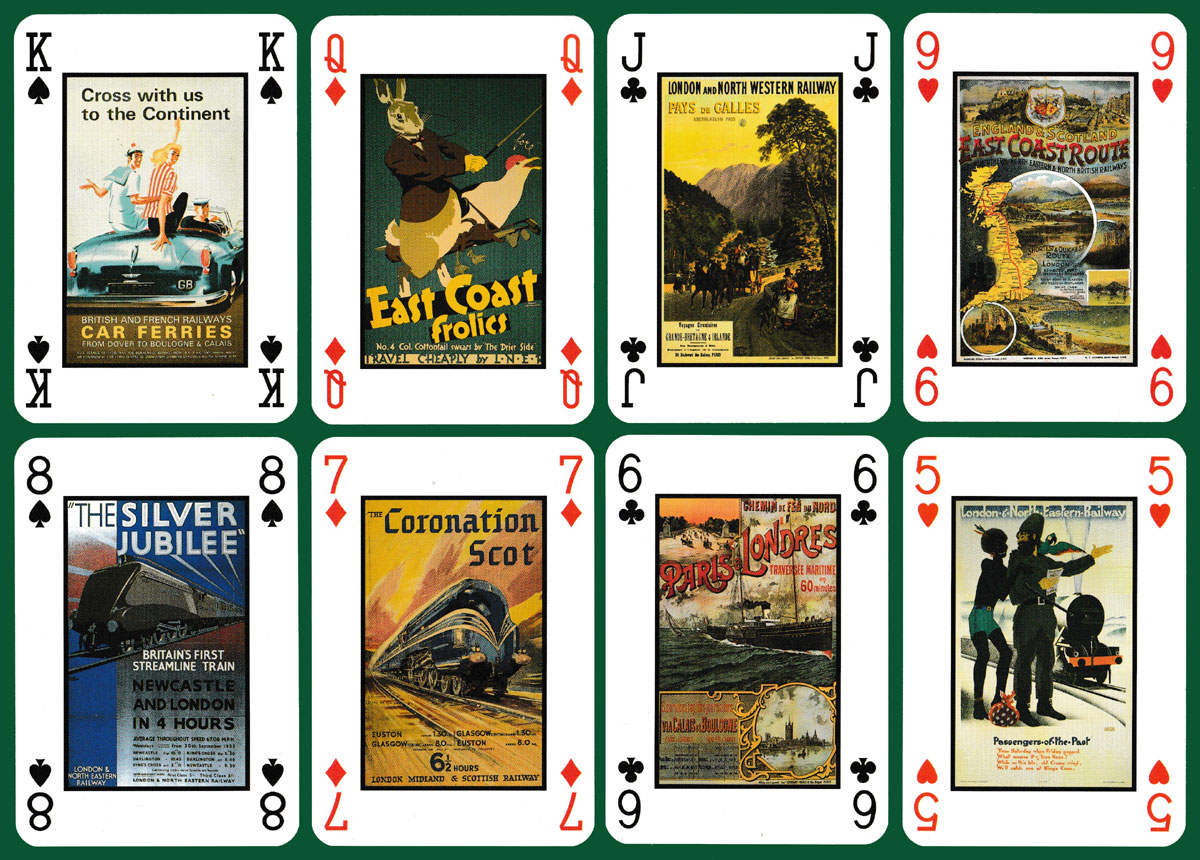 Railway Posters Playing Cards produced and published by British Heritage Ltd, Hoddesdon, UK, 1999