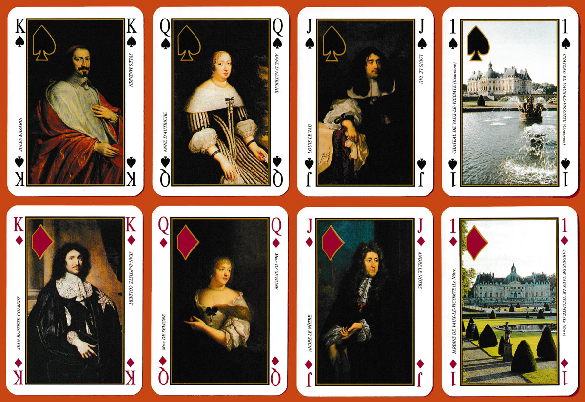 Château de Vaux-le-Vicomte playing cards published by Atelier Monique Arnold, Paris, France, 1994