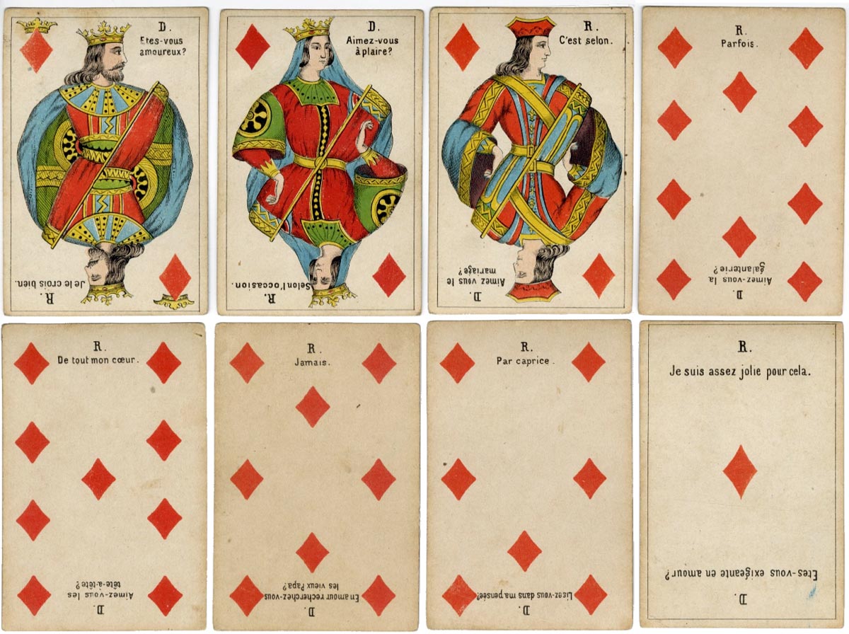 “Questions et réponses” card game by Daveluy, Bruges, c.1860-85 from the National Playing Card Museum in Belgium