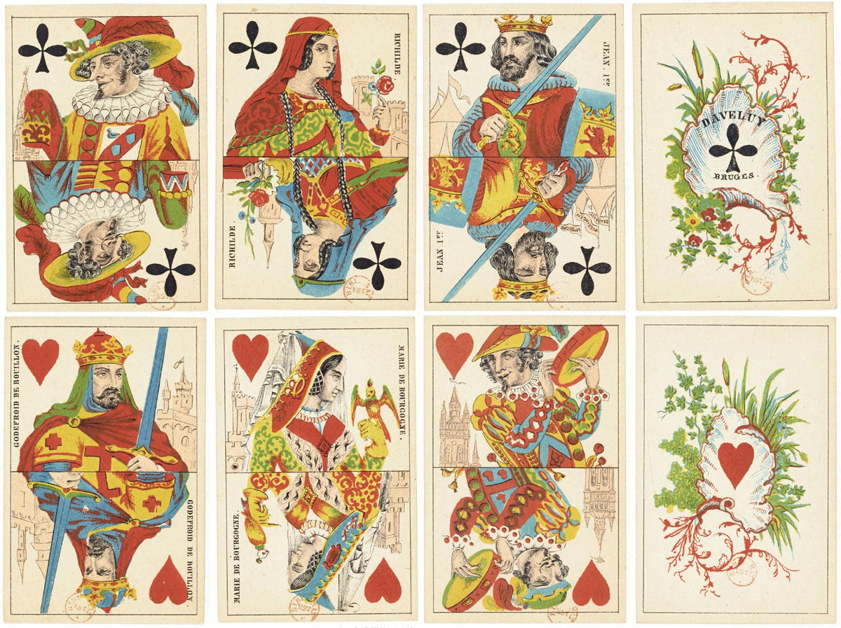 deck with historical characters and jacks as jesters by Daveluy, c.1850. Source gallica.bnf.fr