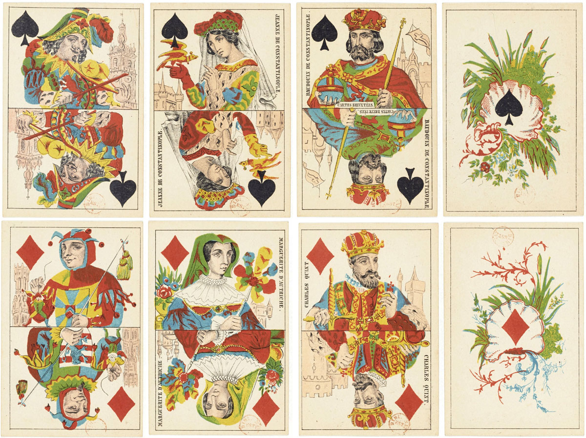 deck with historical characters and jacks as jesters by Daveluy, c.1850. Source gallica.bnf.fr