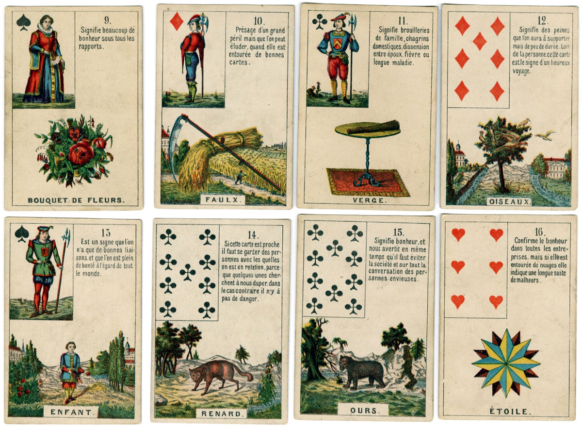 ‘Mlle Lenormand’ cartomancy deck by Daveluy, Bruges, 1873