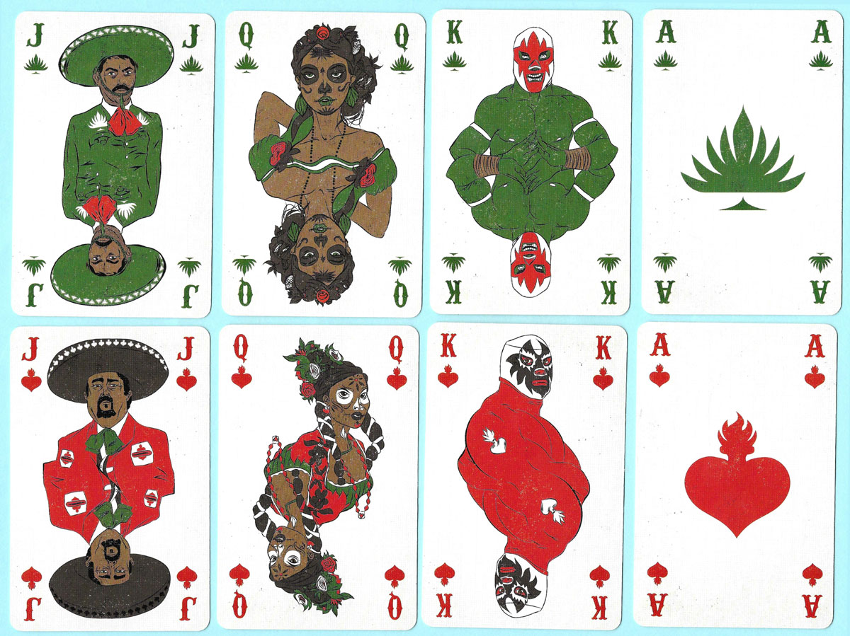 Santo Mexico playing cards designed by Cédric Volon and published by Calaveras in Belgium, 2018