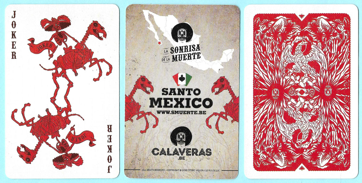 Santo Mexico playing cards designed by Cédric Volon and published by Calaveras in Belgium, 2018