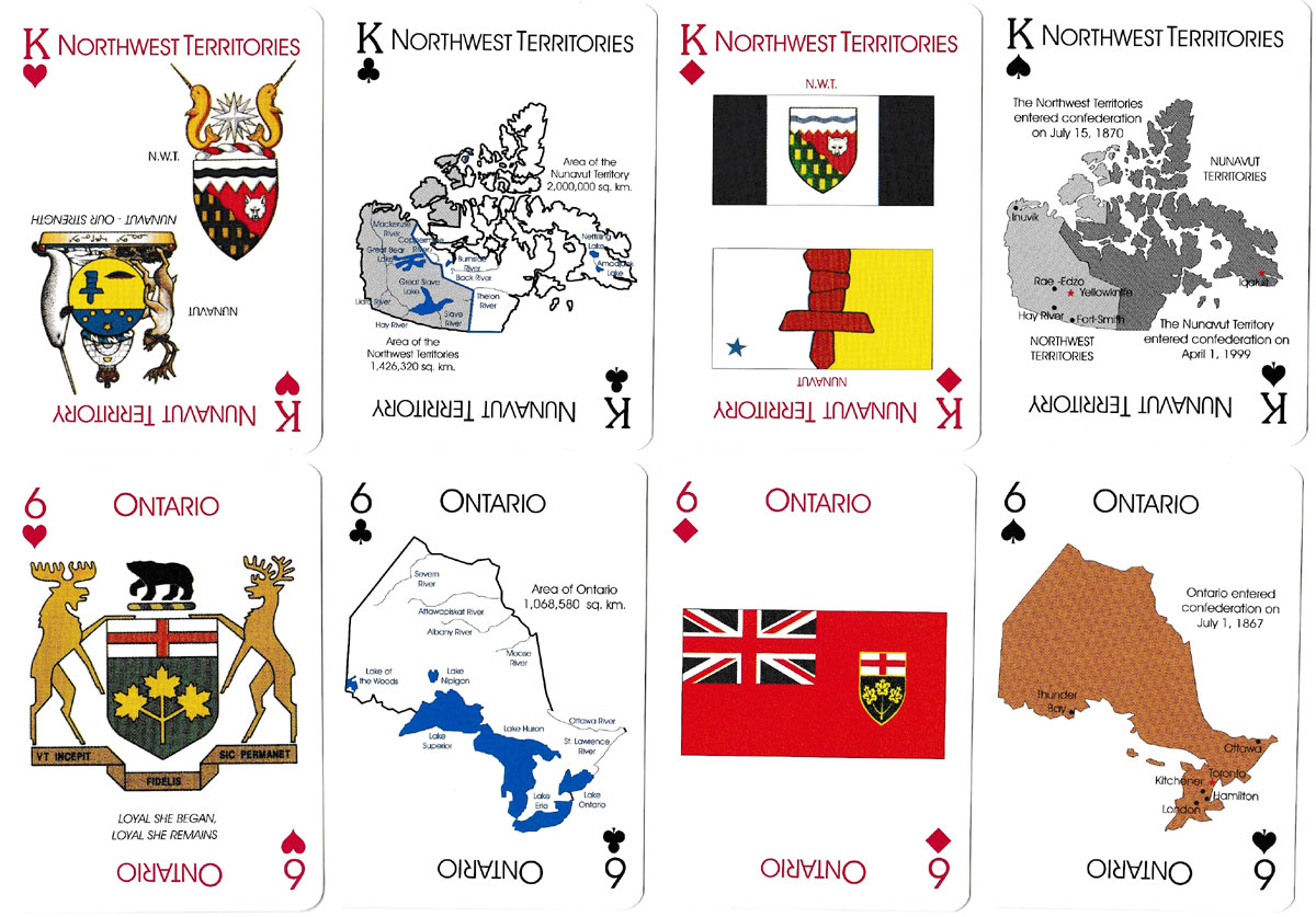 “Cards Eh!” playing cards with general information about Canada produced by JK Productions of Richmond, British Columbia in 2002