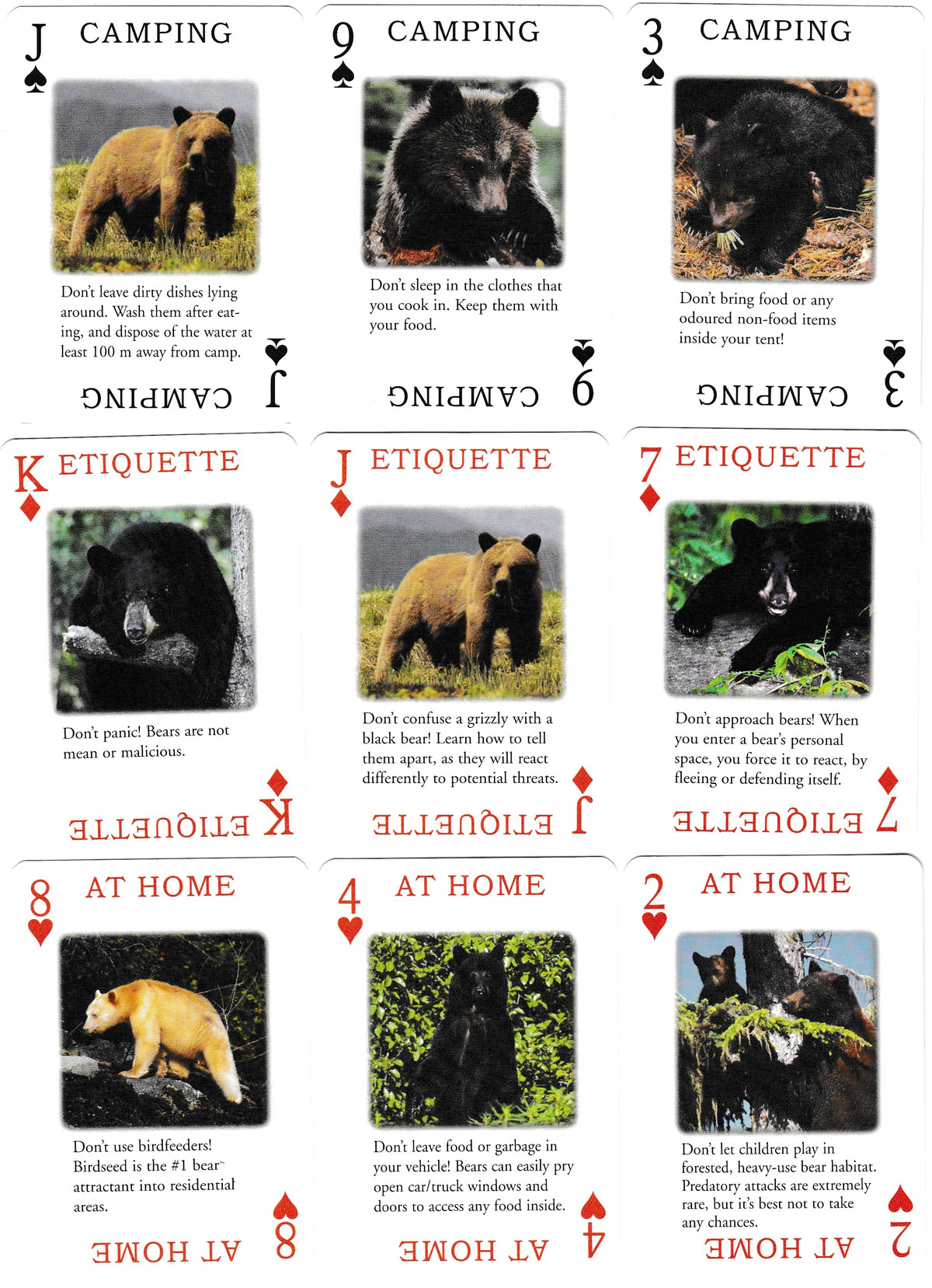 “Get Bear Smart” playing cards published by the Get Bear Smart Society, Canada, 2005