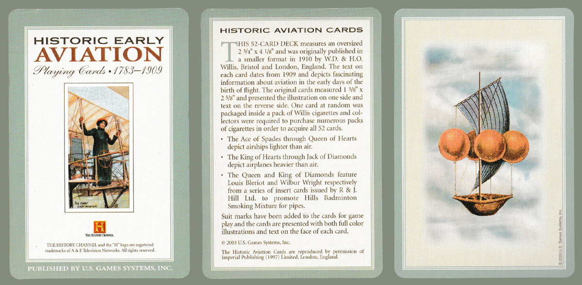 Historic Early Aviation playing cards published by U.S. Games Systems, Inc., Stamford, CT, USA, 2003