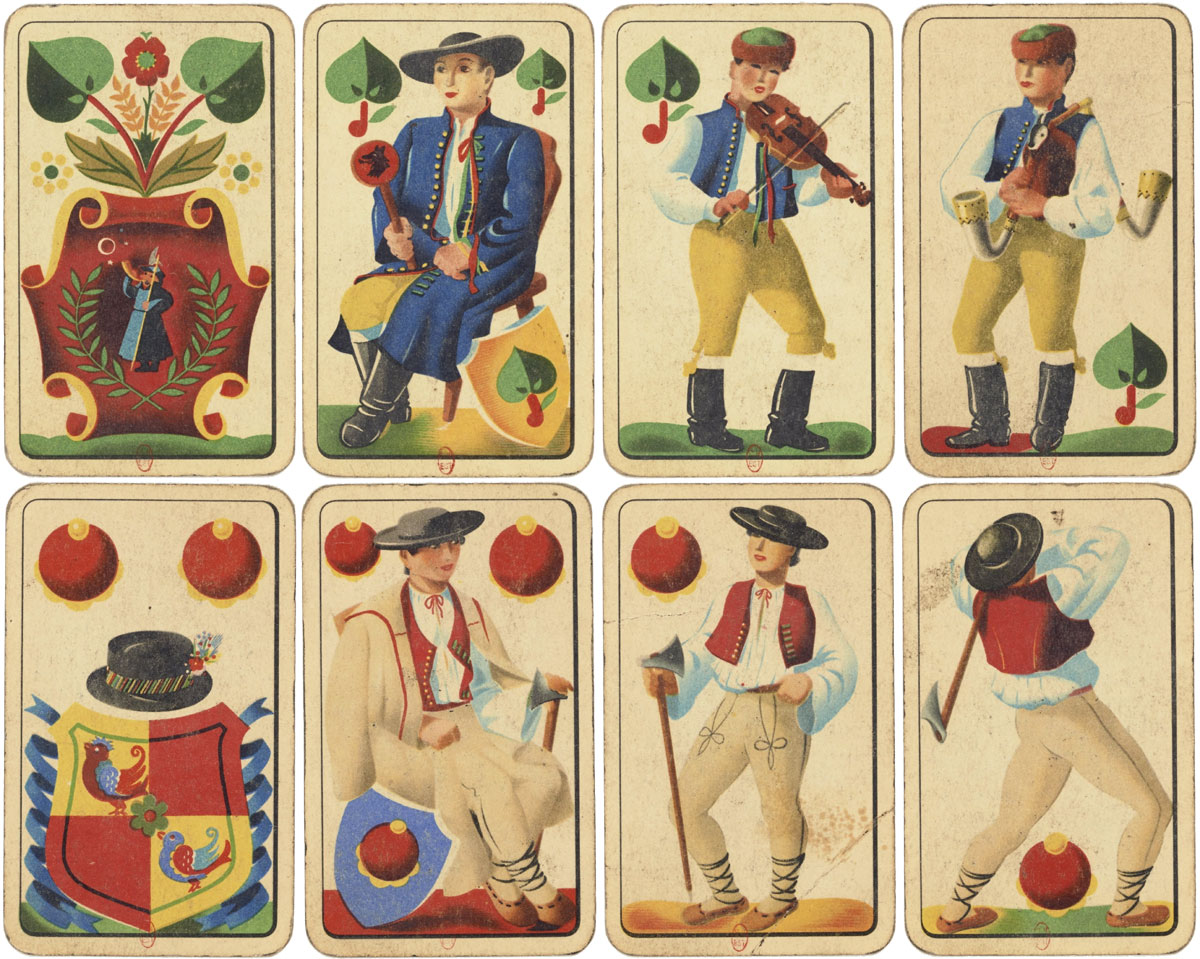 Czech playing cards with German suits, c.1950. Source gallica.bnf.fr