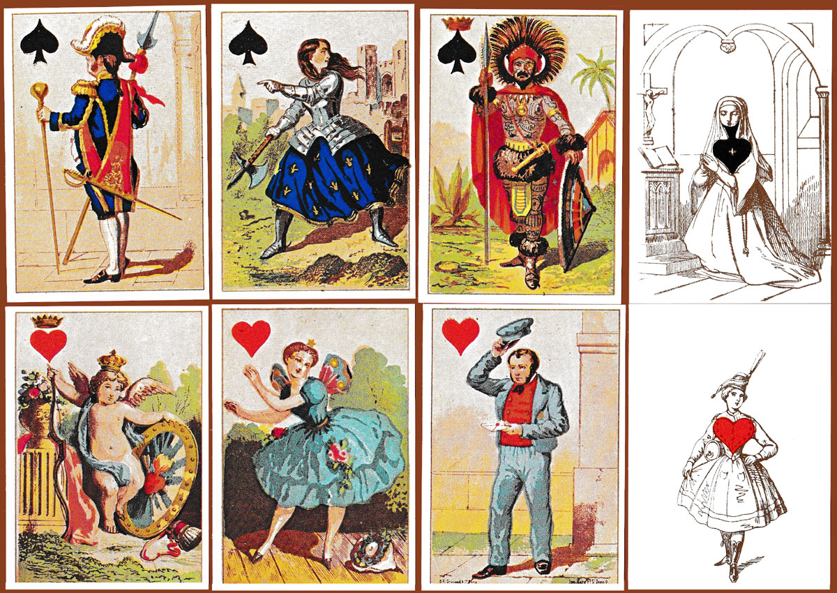 Jeanne l’Hachette mid-19th century transformation deck reprinted by J. Chr. Sorensen of Copenhagen, 1976