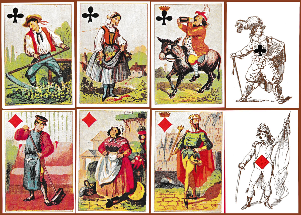 Jeanne l’Hachette mid-19th century transformation deck reprinted by J. Chr. Sorensen of Copenhagen, 1976