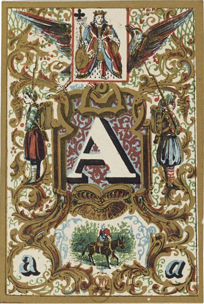 Jeu de cartes abécédaire, Paris 1840. Source gallica.bnf.fr / BnF