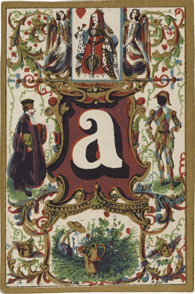 Jeu de cartes abécédaire, Paris 1840. Source gallica.bnf.fr / BnF