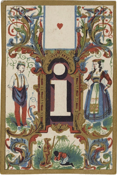 Jeu de cartes abécédaire, Paris 1840. Source gallica.bnf.fr / BnF