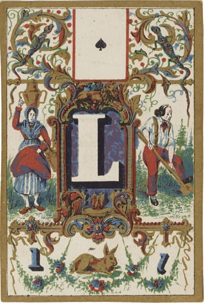 Jeu de cartes abécédaire, Paris 1840. Source gallica.bnf.fr / BnF