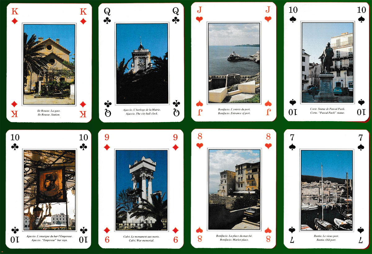 ‘Le tour de la Corse en photos’ souvenir playing cards printed and published by Edition Altapo-Vigno, Marseille, France, 1994