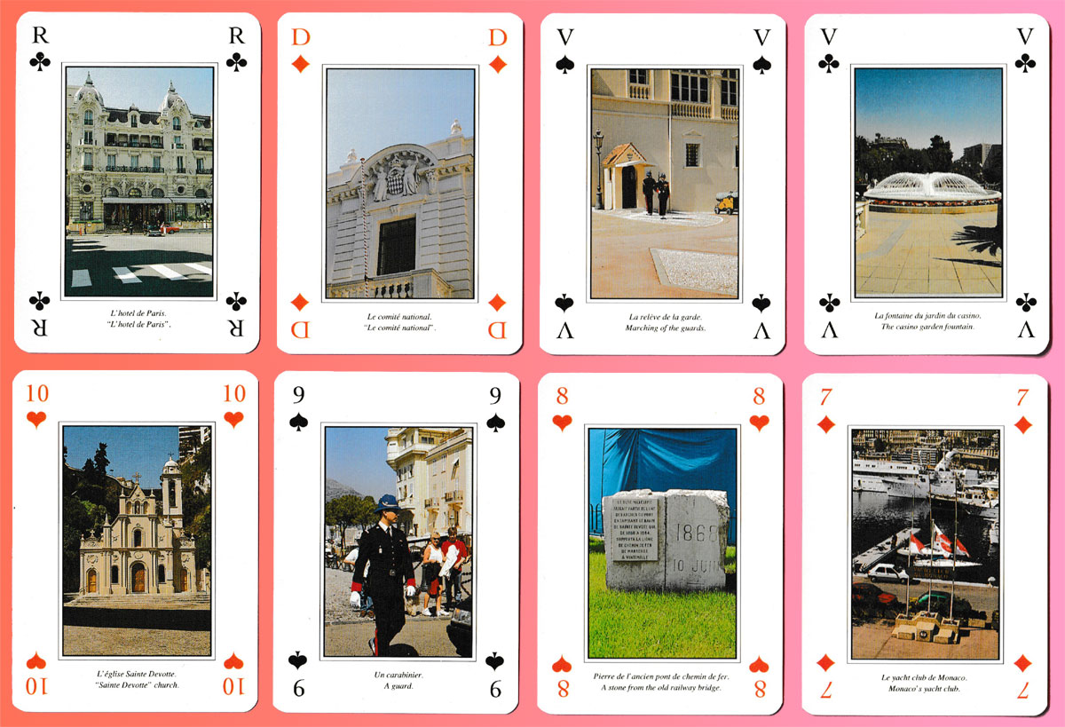 ues de Monaco-Monte Carlo souvenir playing cards printed and published by Edition Altapo-Vigno, Marseille, France, 1994