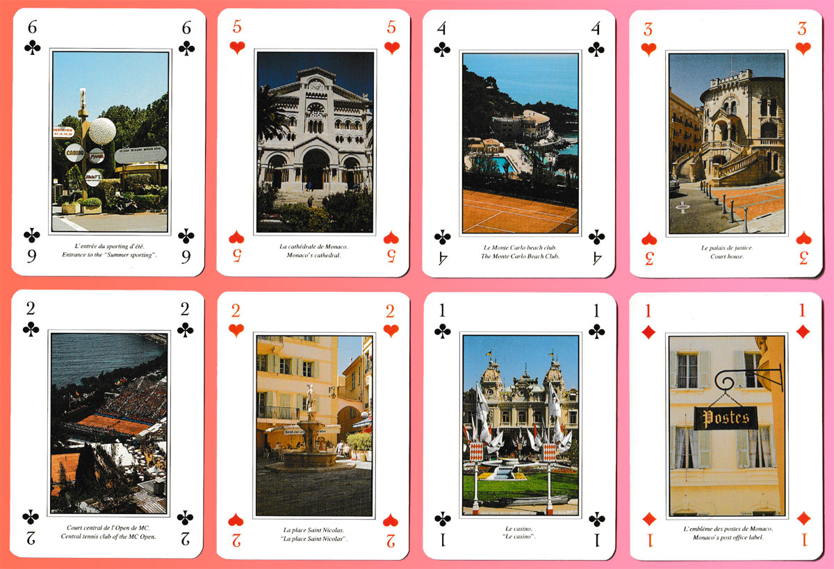 ues de Monaco-Monte Carlo souvenir playing cards printed and published by Edition Altapo-Vigno, Marseille, France, 1994