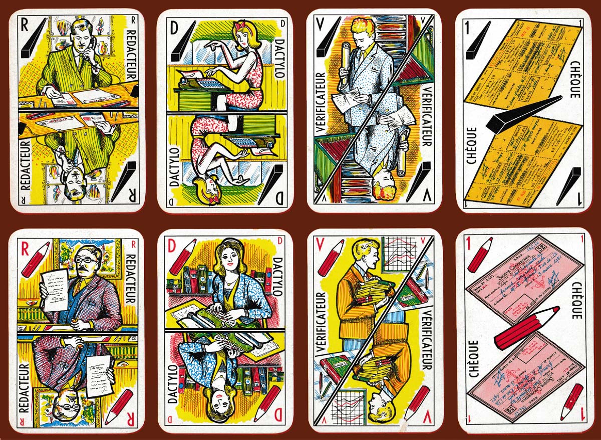 ‘Le Burling’ office-themed playing cards created by Alexis Girard, France, c1962