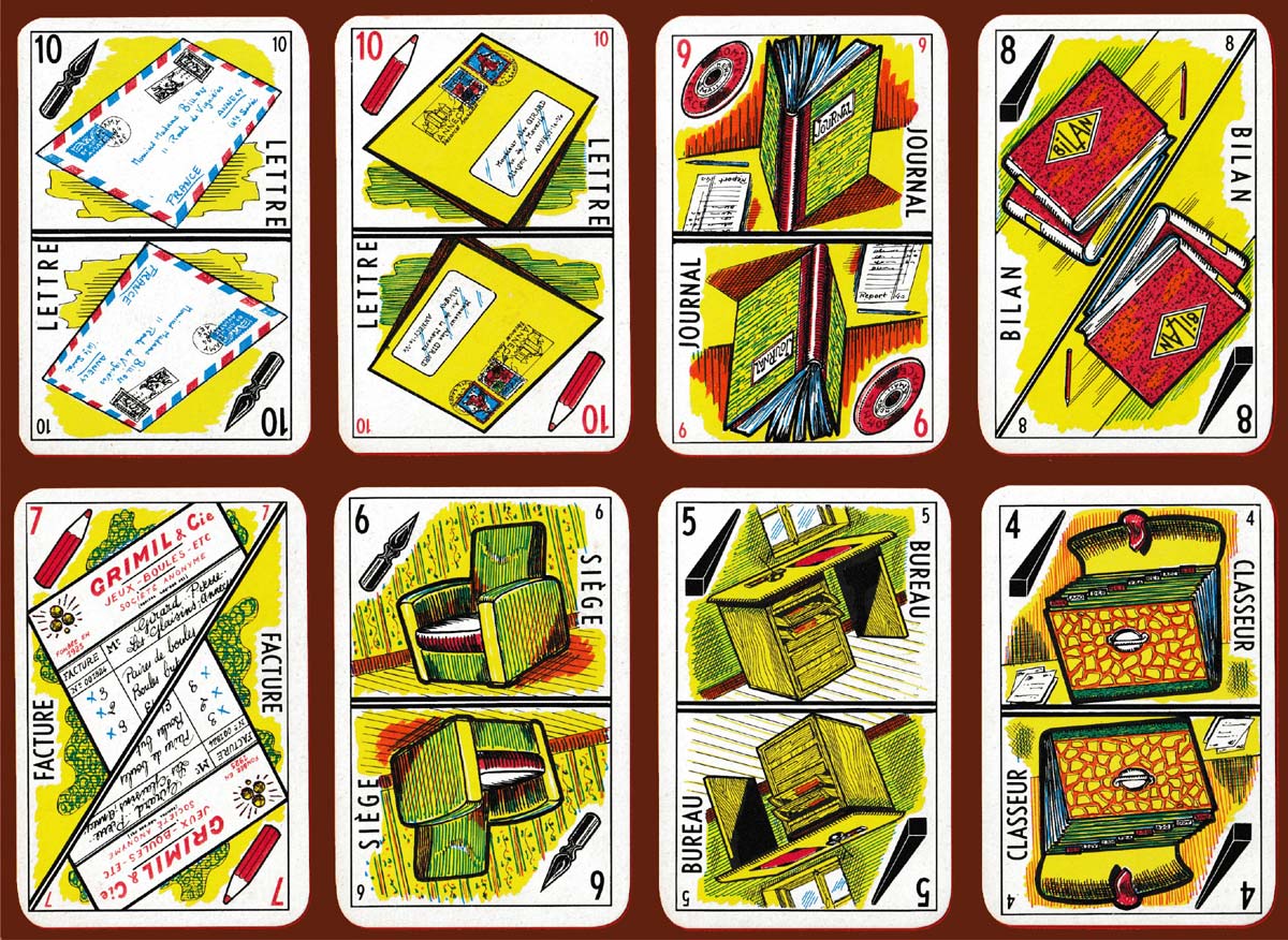 ‘Le Burling’ office-themed playing cards created by Alexis Girard, France, c1962