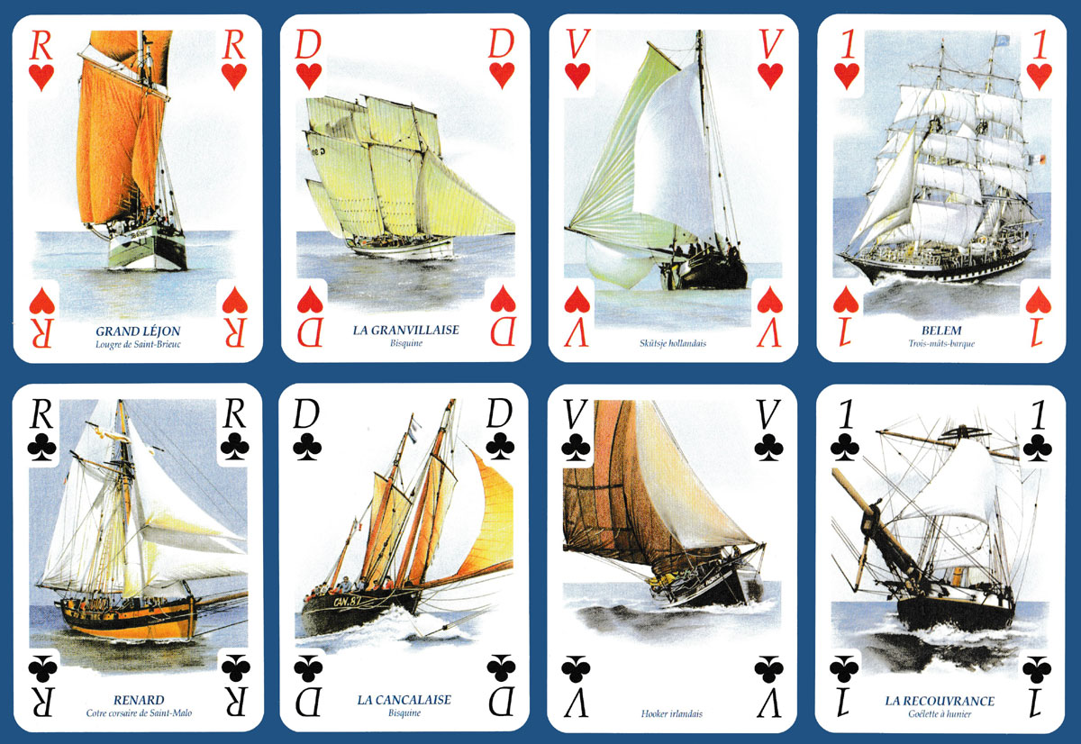 ‘Vieux gréements’ sailing ships playing cards published by Editions Face&Dos, Paris, France, 2004