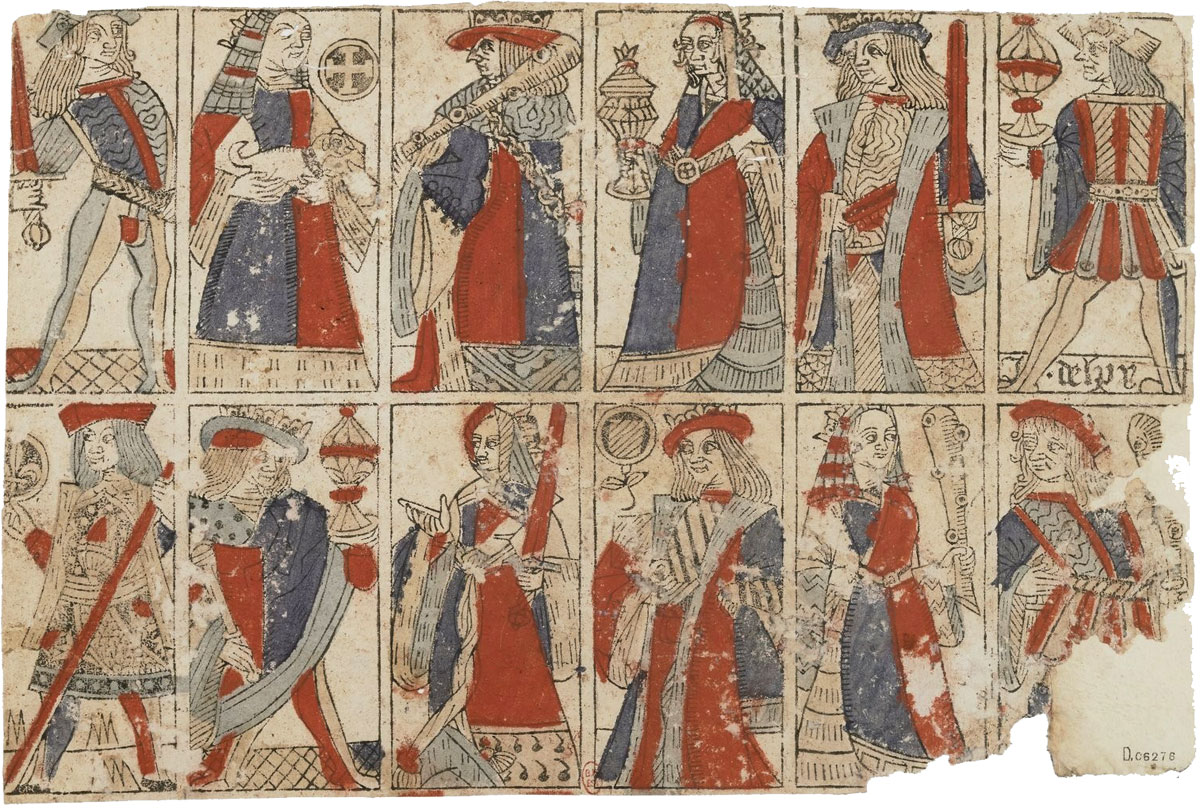 Archaic Spanish-suited cards produced by J. Deluy c.1490s