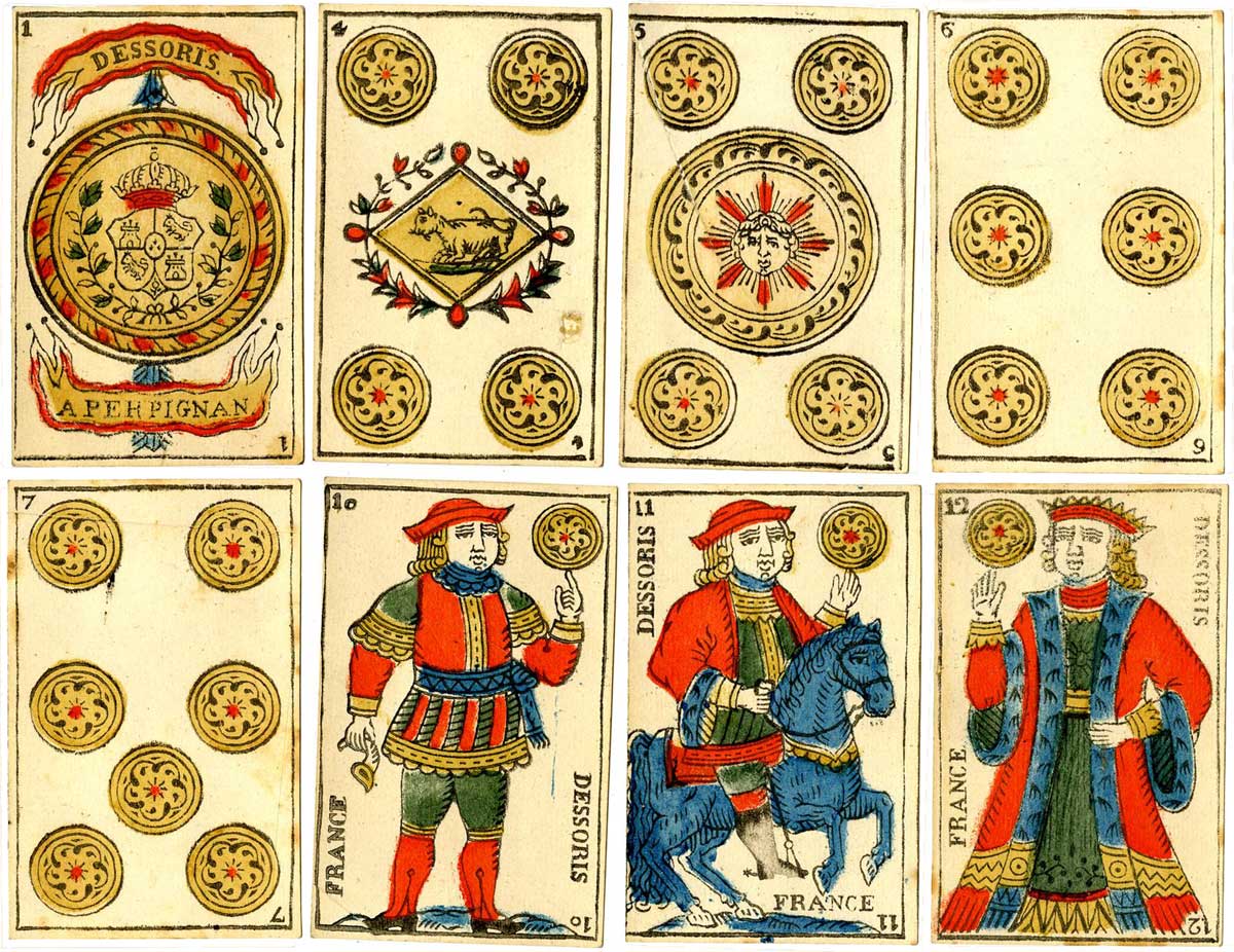 Spanish-suited cards by Dessoris, Perpignan, 19th century. © The Trustees of the British Museum