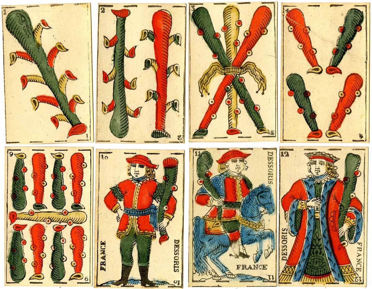 Spanish-suited cards by Dessoris, Perpignan, 19th century. © The Trustees of the British Museum