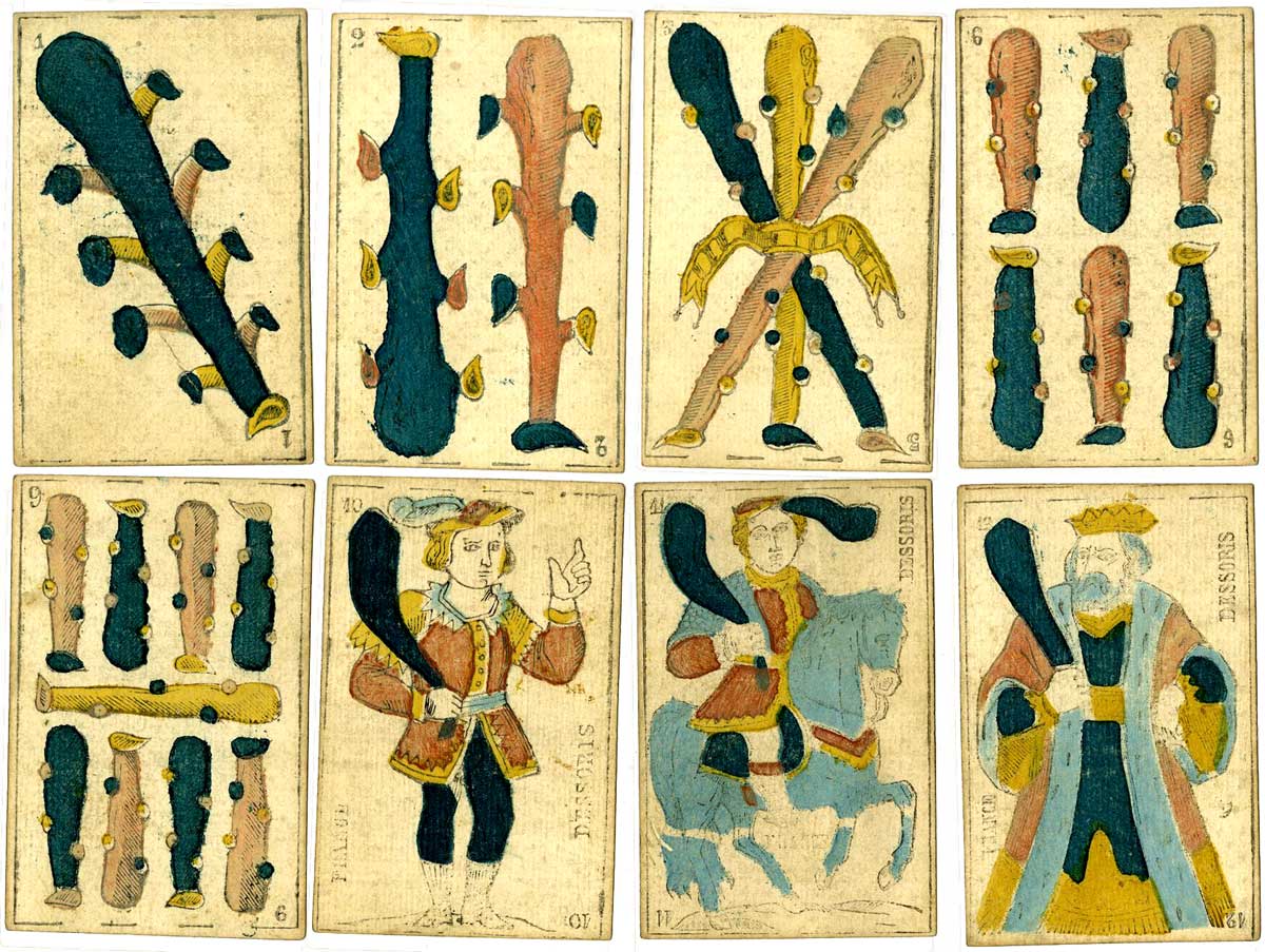 Spanish-suited cards by Dessoris, Perpignan, 19th century. © The Trustees of the British Museum